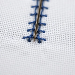 Close-up of basting stitches along a seam