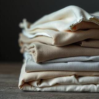 Neat stack of folded fabrics