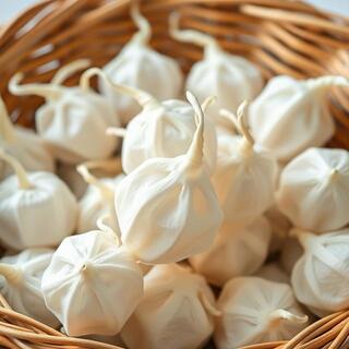 Mulberry silk cocoons in a basket