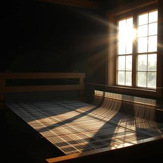 Sunlit handloom in studio