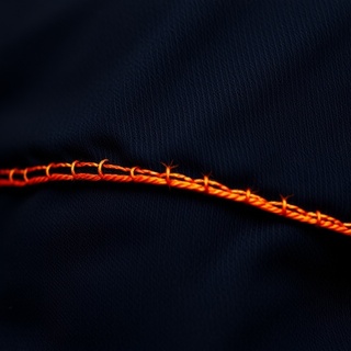 Vivid thread on contrasting fabric