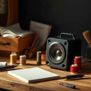 Workbench with small speaker