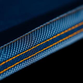 Selvedge denim close-up with redline edge