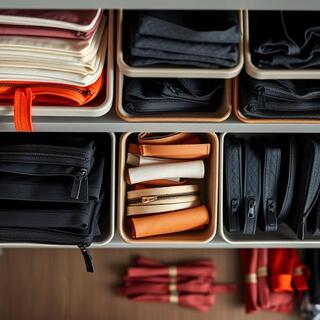 Labeled trays with zippers by size